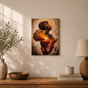 African Map Framed Canvas Wall Art