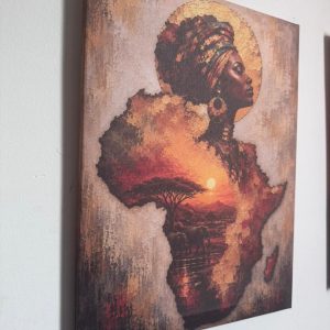 African Map Framed Canvas Wall Art