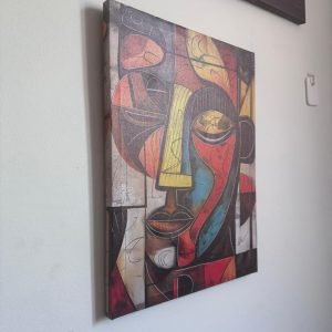African Abstract Face” Framed Canvas